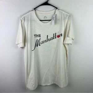 J Crew Womens T-Shirt Large White Cream Short Sleeve Manhattan Drinking New NWT